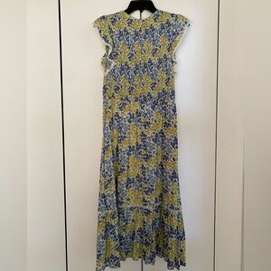 Smocked floral midi dress